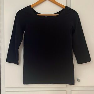 Wolford. Black. Size medium. Three-quarter sleeve top.